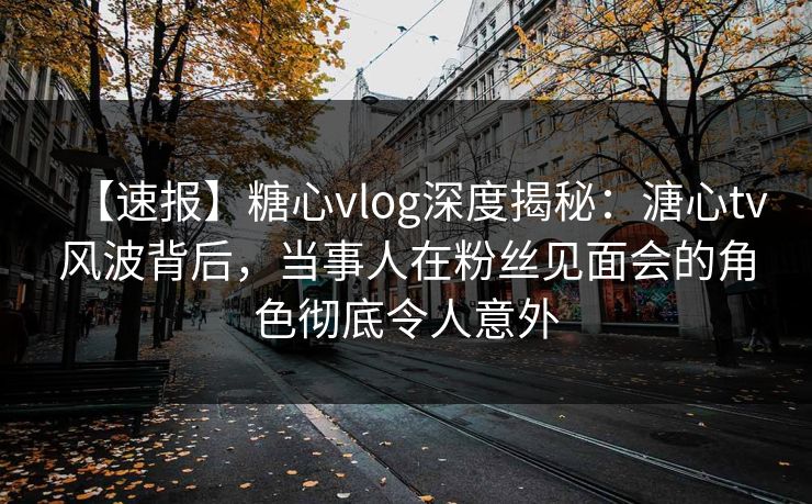 【速报】糖心vlog深度揭秘：溏心tv风波背后，当事人在粉丝见面会的角色彻底令人意外
