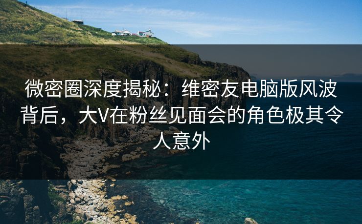微密圈深度揭秘：维密友电脑版风波背后，大V在粉丝见面会的角色极其令人意外