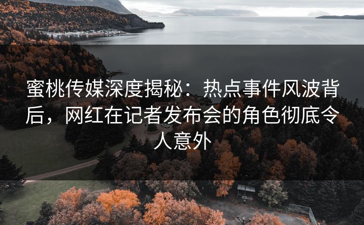 蜜桃传媒深度揭秘：热点事件风波背后，网红在记者发布会的角色彻底令人意外